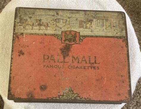 Vintage Pall Mall Famous Cigarettes Tin Gift Box with Hinges 8x6